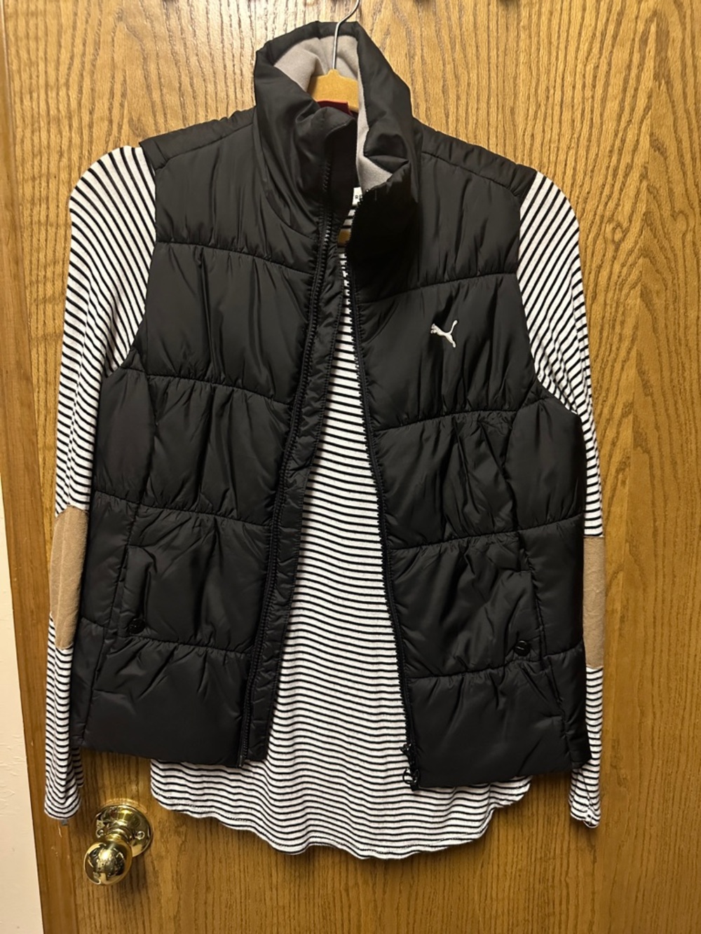 Puma Black Quilted Puffer Vest with White Logo
